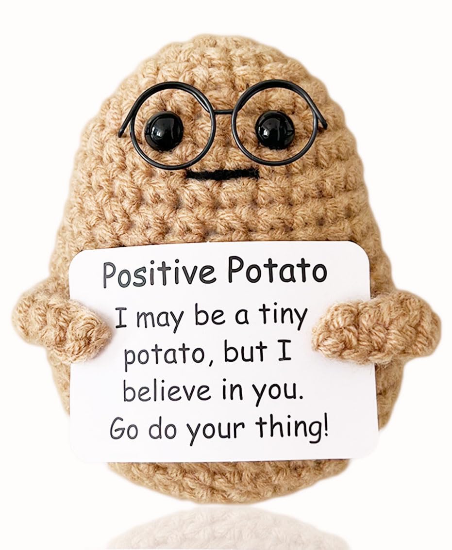 Cheerful Crochet Potato Pal with Inspirational Message