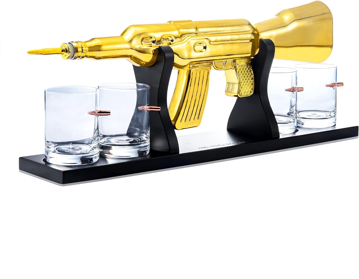 Golden AK Whiskey Ensemble with Bullet Glasses