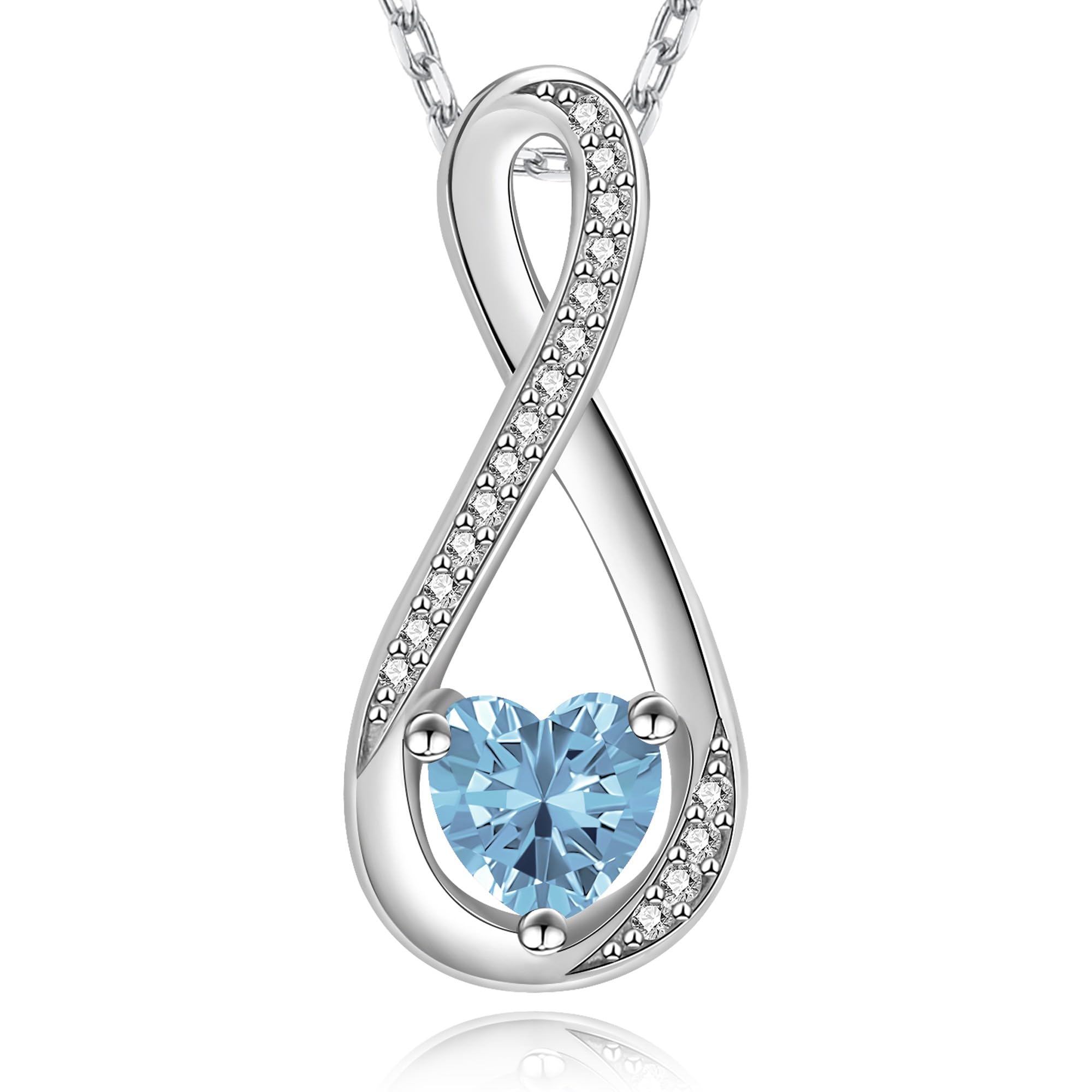 Aquamarine Necklace Infinity Pendant