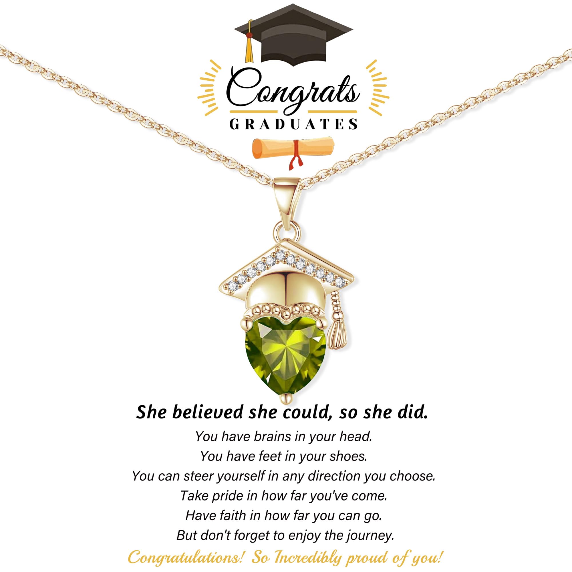 Grad Cap Heart Pendant Grad Gift