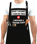 GENSTORES Funny Grilling Aprons for Men with Pockets BBQ Novelty Cooking Aprons for Son Grandad Baking Aprons Christmas Fathers Day Gift For Men Birthday Gifts for Dad- Watch Youtube Video