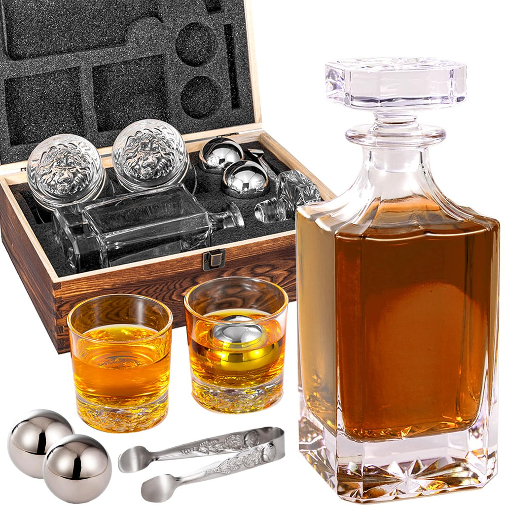Lion Crest Whiskey Decanter and Glasses Set