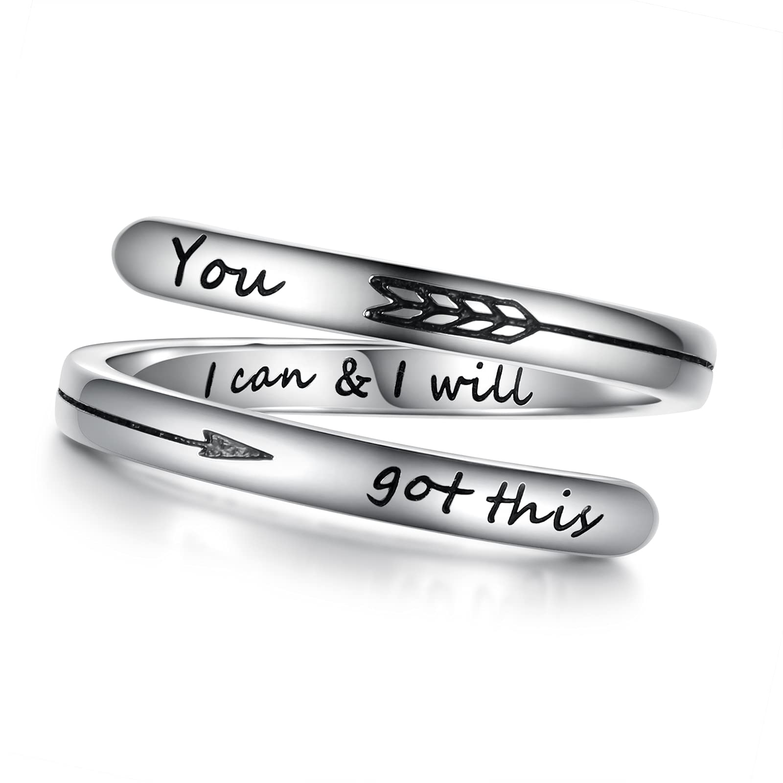 Sterling Silver Motivational Adjustable Rings for Women