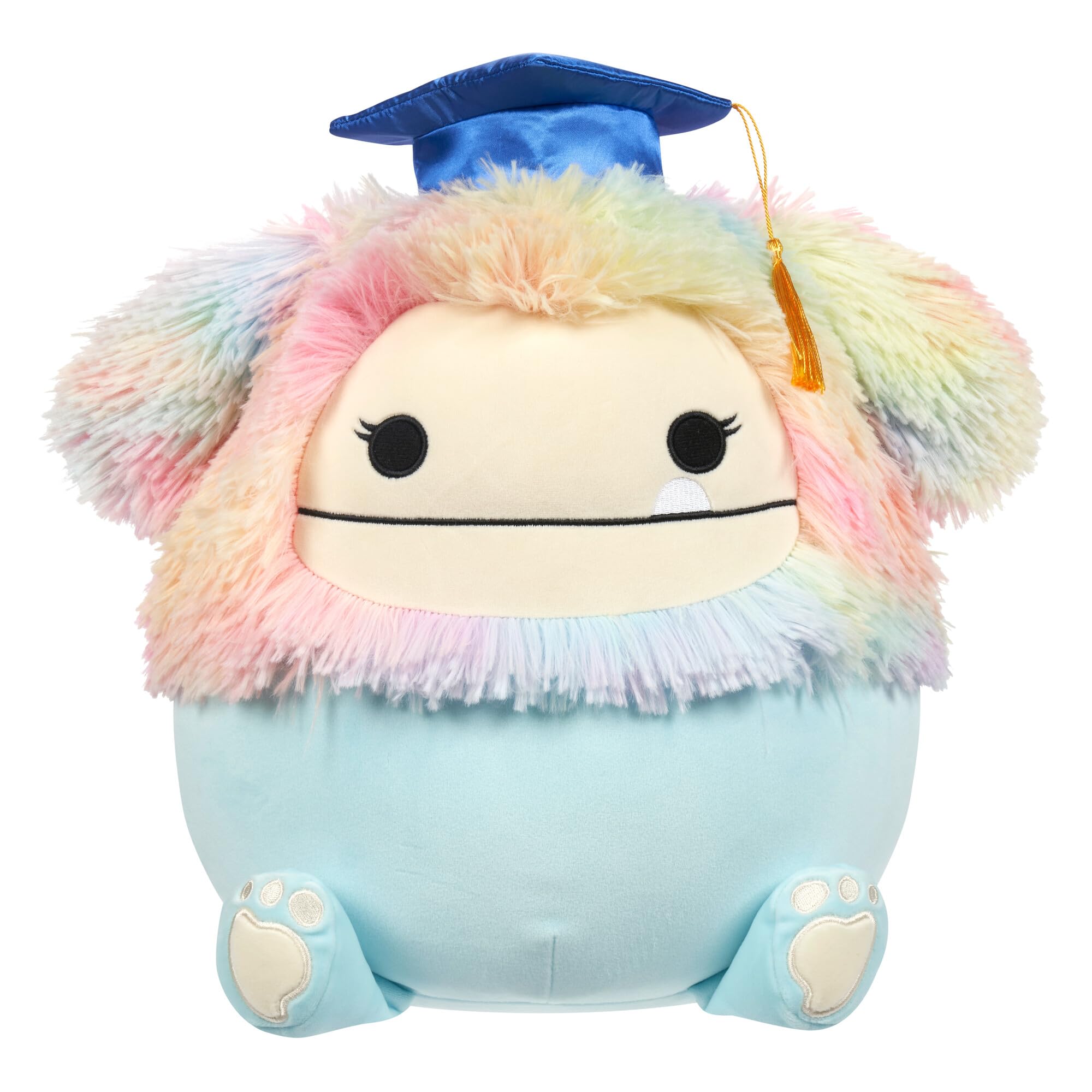 Squishmallows 12" Zozo Blue Bigfoot - Rainbow Grad Cap Edition