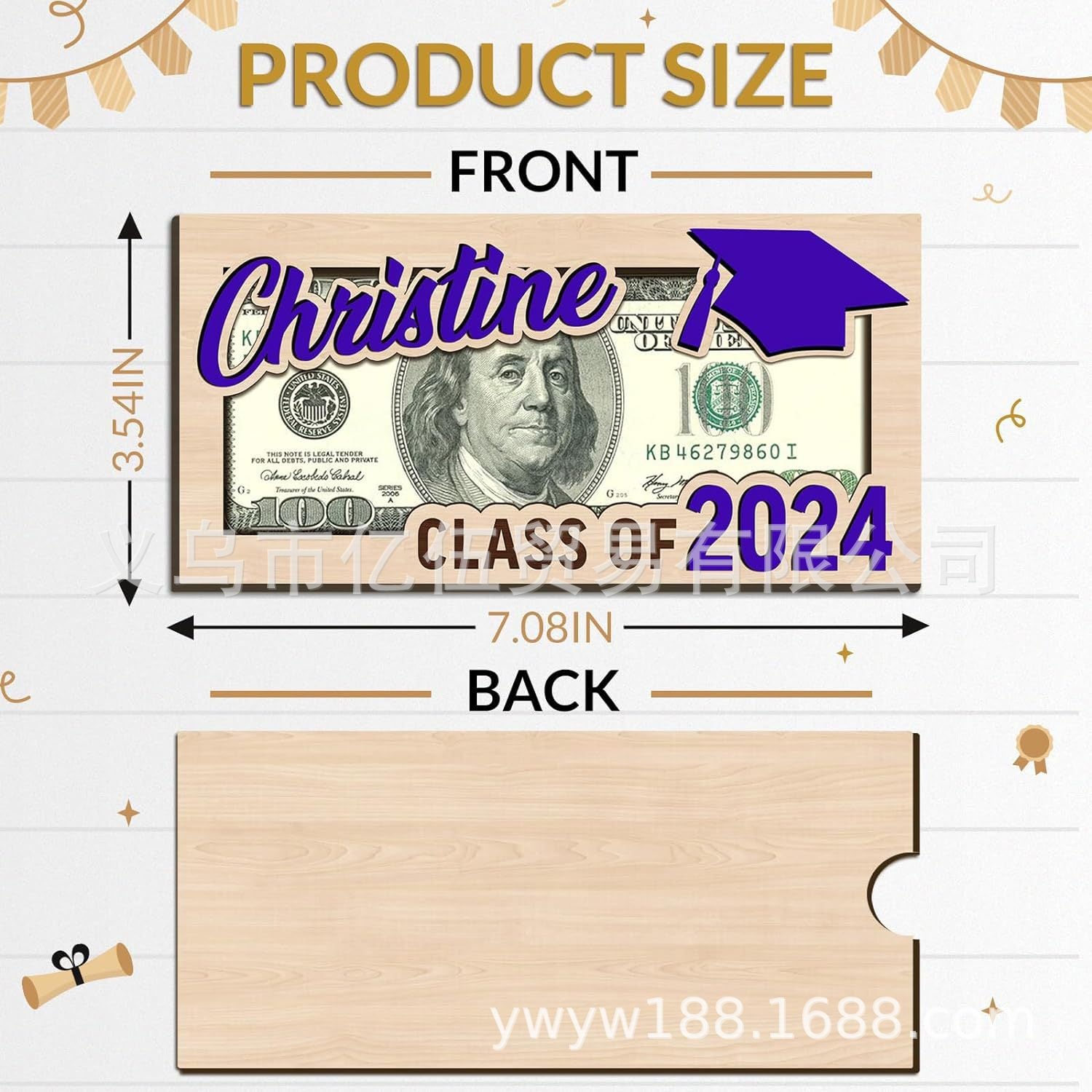 Personalized Graduation Money Holder Wallet Gift